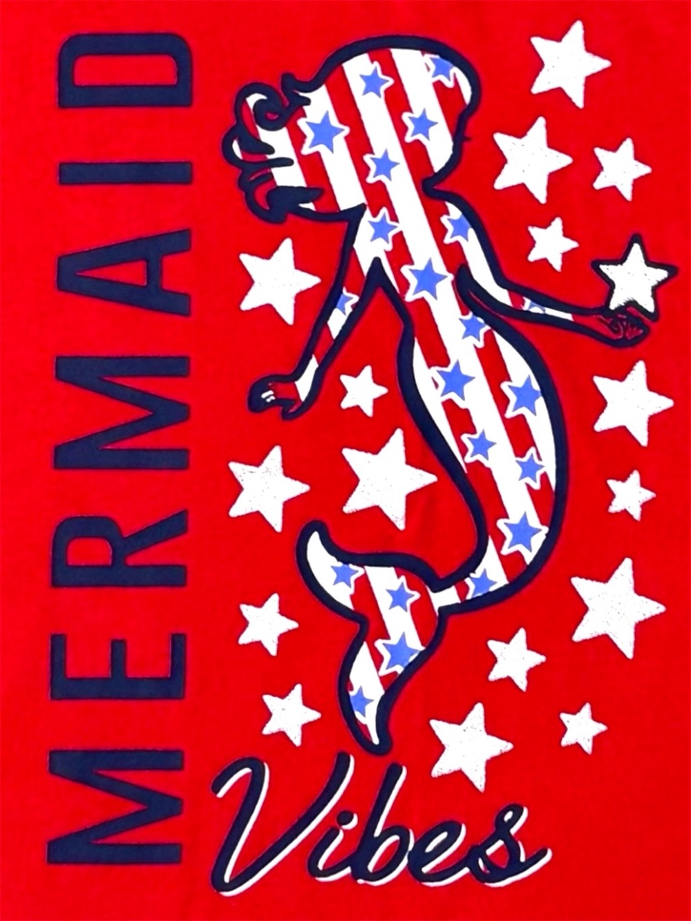 Way to Celebrate Girls Red “Mermaid Vibes” Patriotic Mermaid Tee S (6/6X) - Picture 3 of 4
